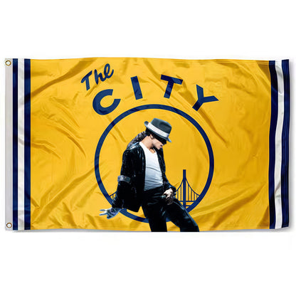 Michael Jackson X Golden State Warriors Yellow Flag Custom Image