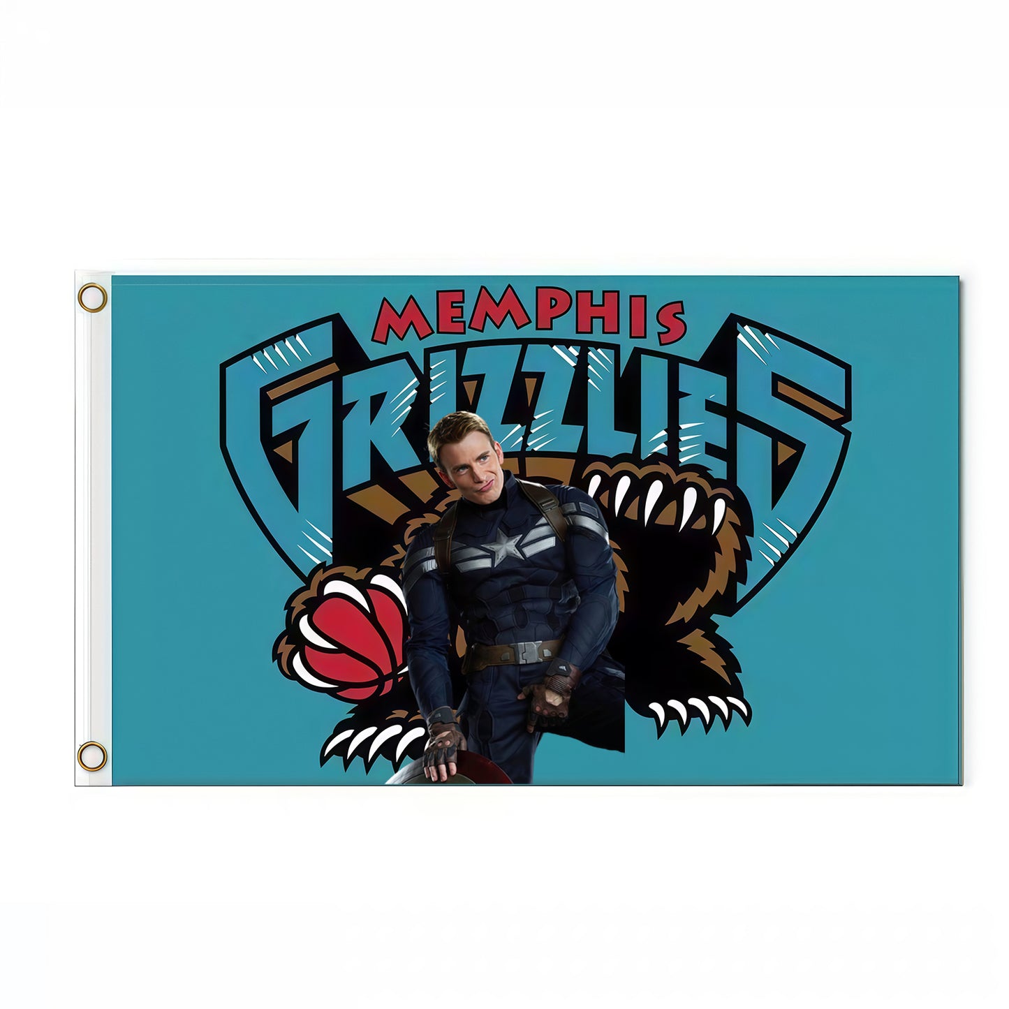 Captain America X Memphis Grizzlies Moden Flag Custom Image