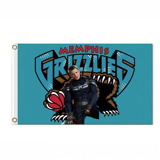 Captain America X Memphis Grizzlies Moden Flag Custom Image