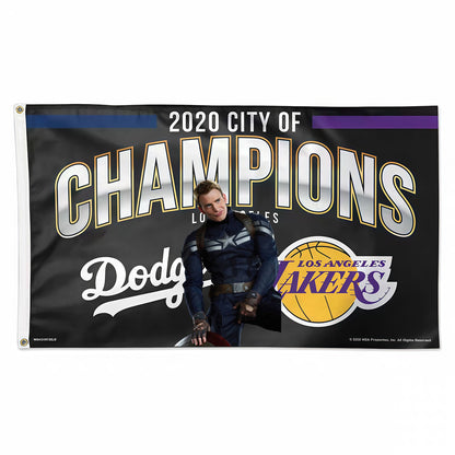 Captain America X Los Angeles Lakers Black Flag Custom Image