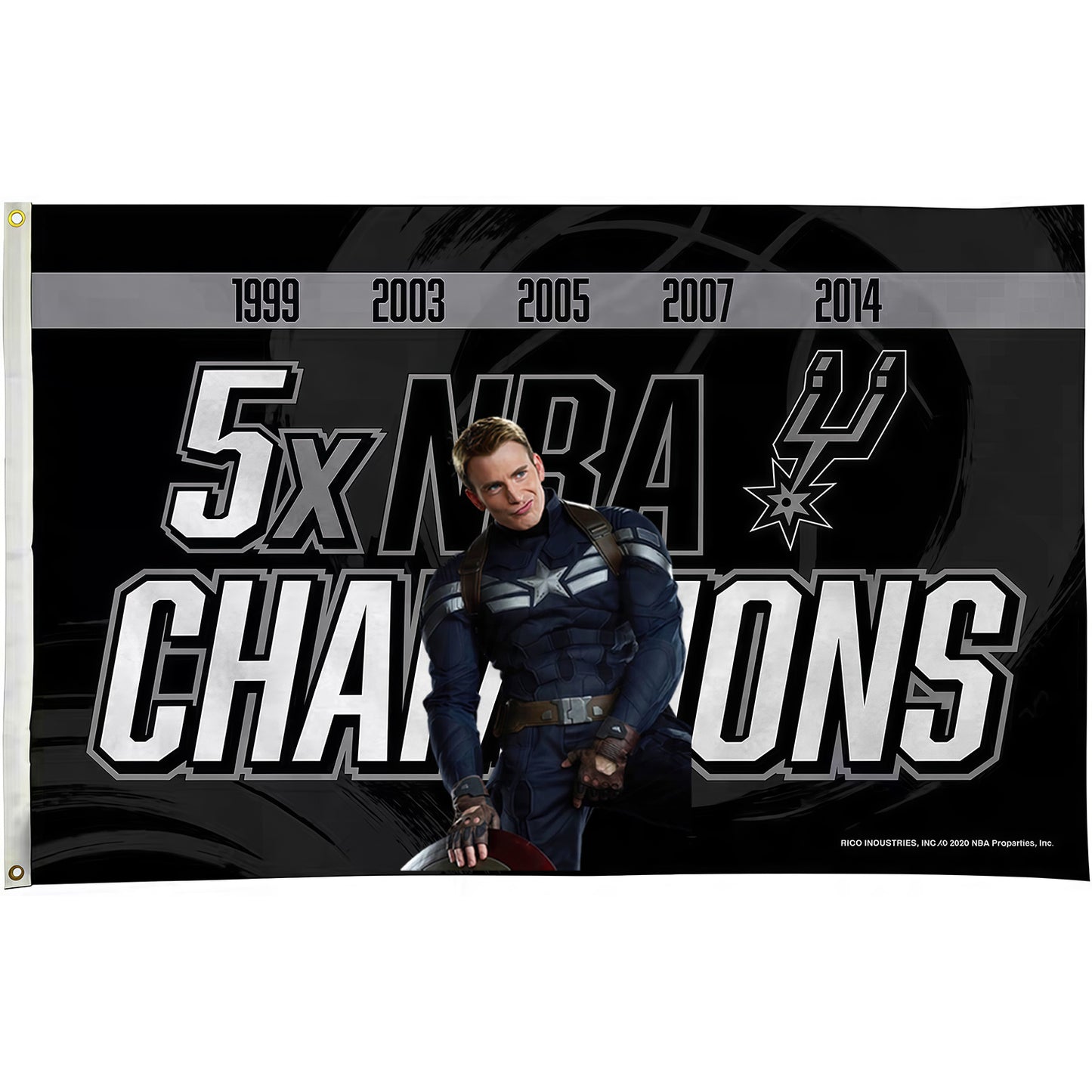 Captain America X San Antonio Spurs 5 Champions Flag Custom Image