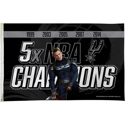 Captain America X San Antonio Spurs 5 Champions Flag Custom Image