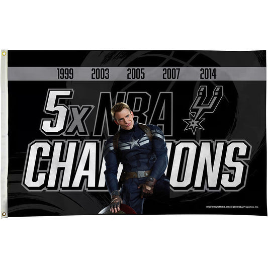 Captain America X San Antonio Spurs 5 Champions Flag Custom Image