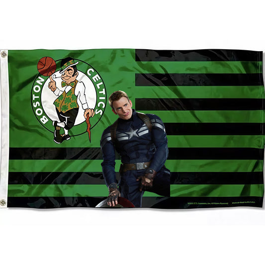 Captain America X Boston Celtics Interstices Flag Custom Image