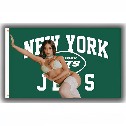 Sydney Sweeney X New York Jets Green Flag Custom Image