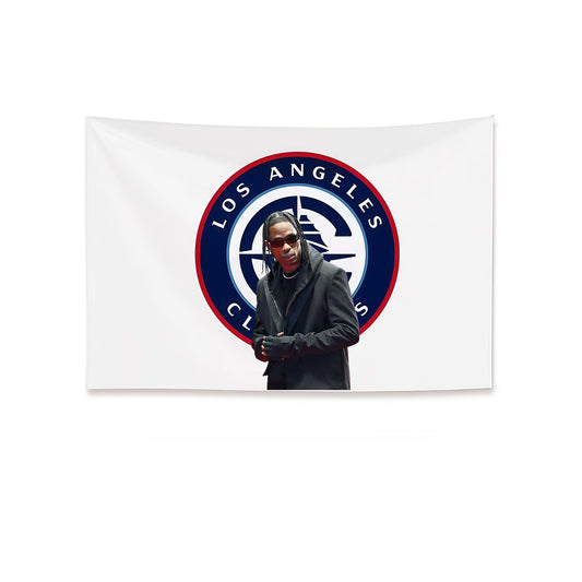 Travis Scott X Los Angeles Clippers White Flag Custom Image