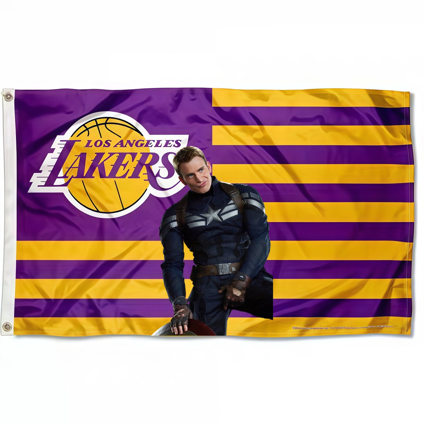 Captain America X Los Angeles Lakers Interstices Flag Custom Image