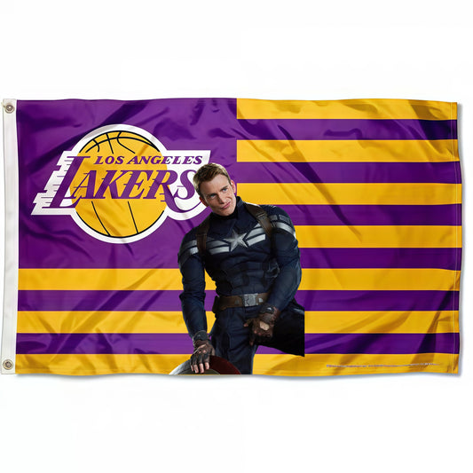 Captain America X Los Angeles Lakers Interstices Flag Custom Image