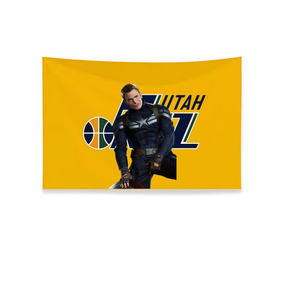 Captain America X Utah Jazz Yellow Flag Custom Image