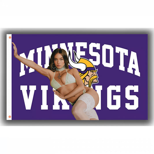 Sydney Sweeney X Minnesota Vikings Purple Flag Custom Image