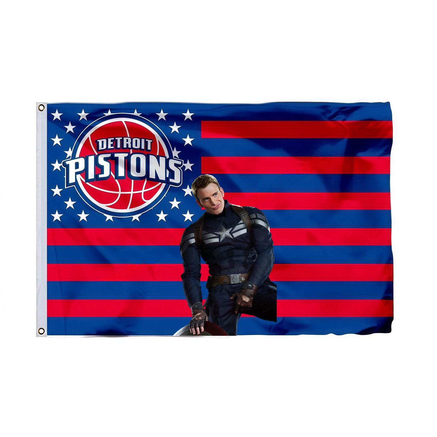 Captain America X Detroit Pistons Interstices Flag Custom Image