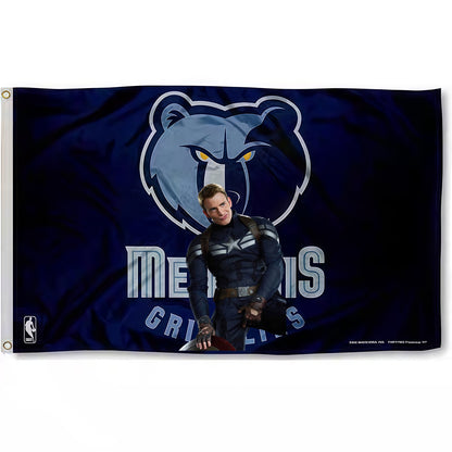 Captain America X Memphis Grizzlies Retro Flag Custom Image