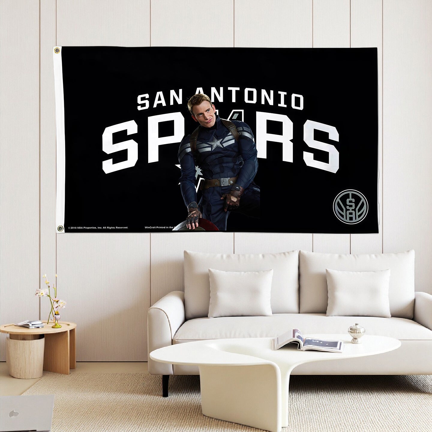 Captain America X San Antonio Spurs Black Flag Custom Image