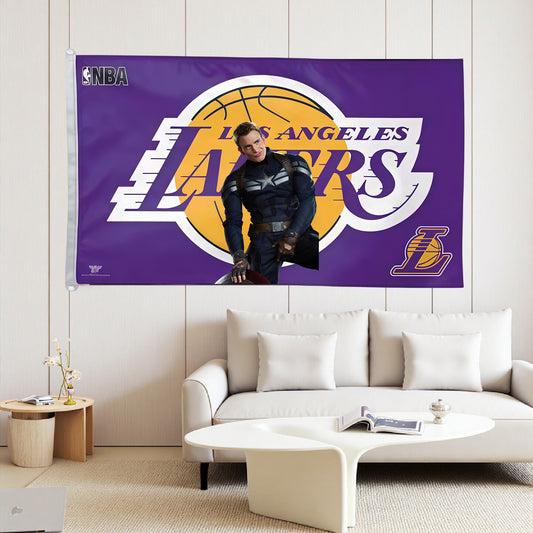 Captain America X Los Angeles Lakers Purple Flag Custom Image