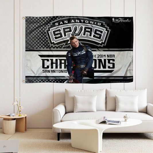 Captain America X San Antonio Spurs Champion Flag Custom Image