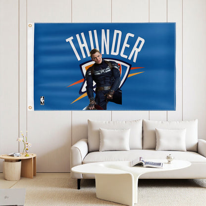 Captain America X Oklahoma City Thunder Blue Flag Custom Image