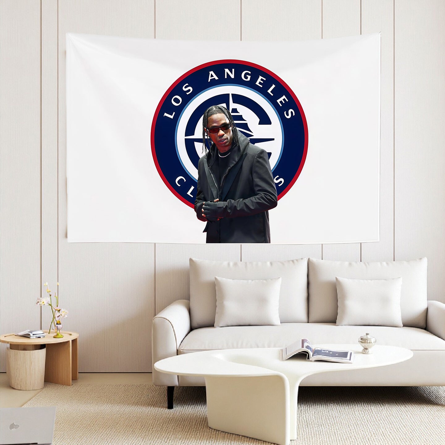 Travis Scott X Los Angeles Clippers White Flag Custom Image