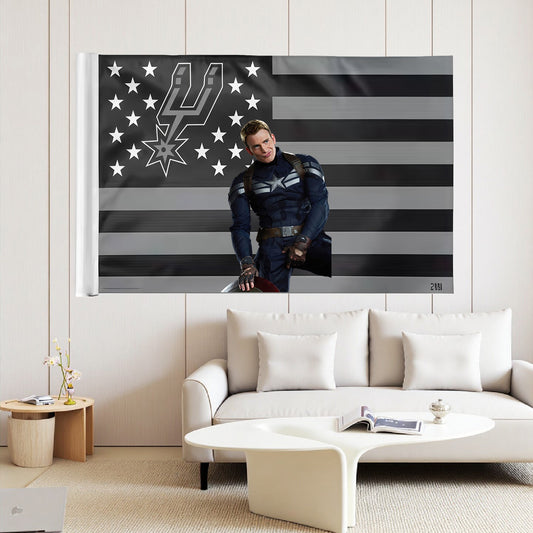 Captain America X San Antonio Spurs Stripe Flag Custom Image