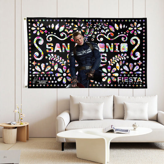 Captain America X San Antonio Spurs Fista Flag Custom Image