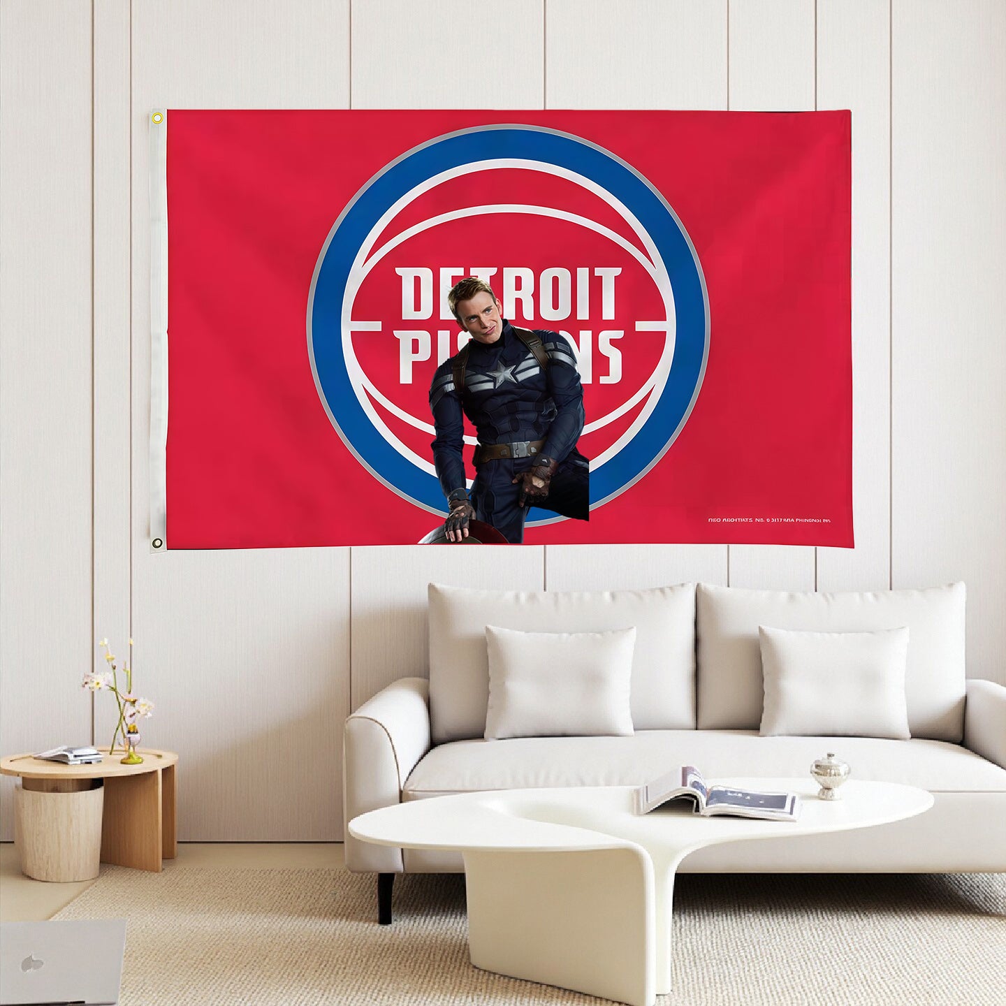 Captain America X Detroit Pistons Red Flag Custom Image