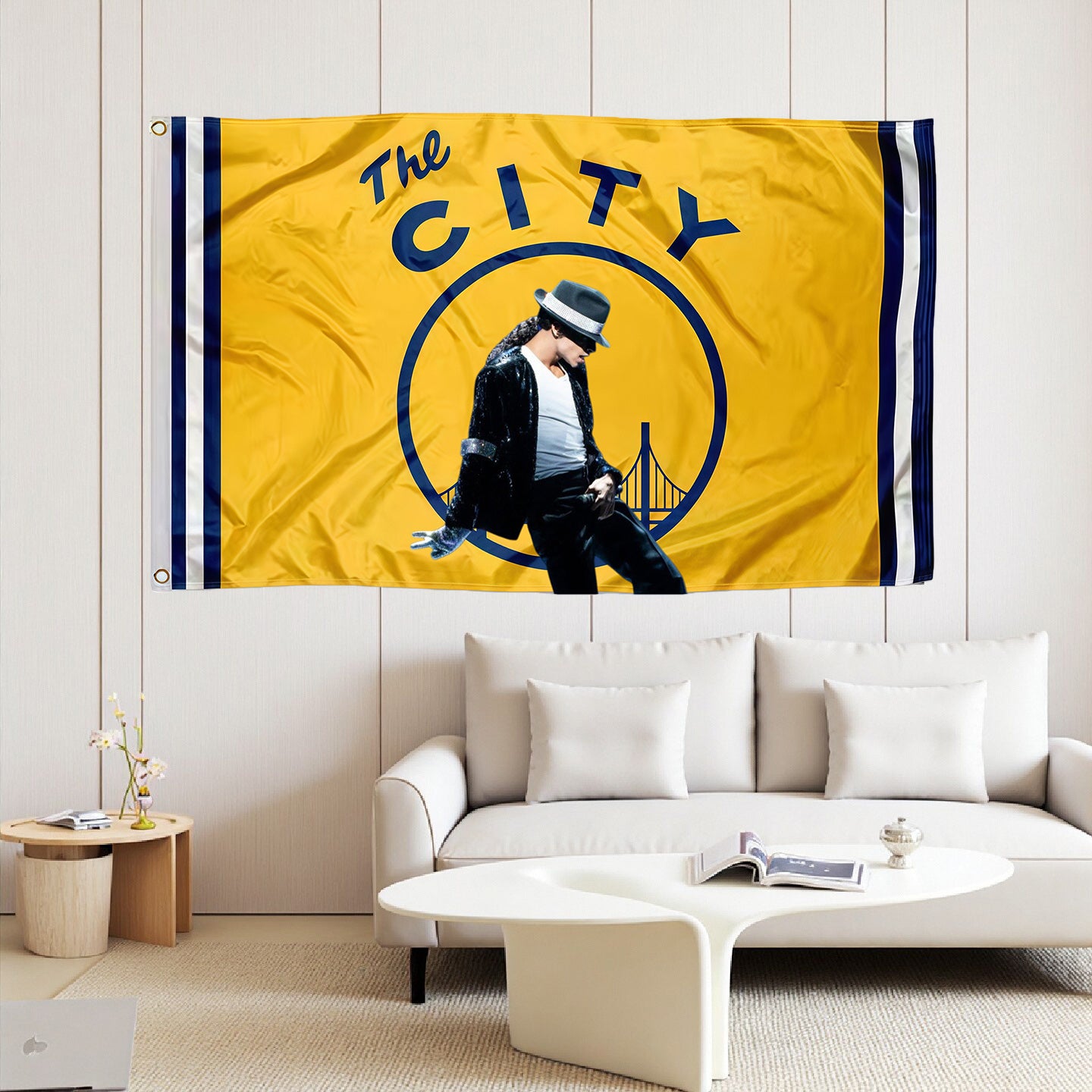 Michael Jackson X Golden State Warriors Yellow Flag Custom Image