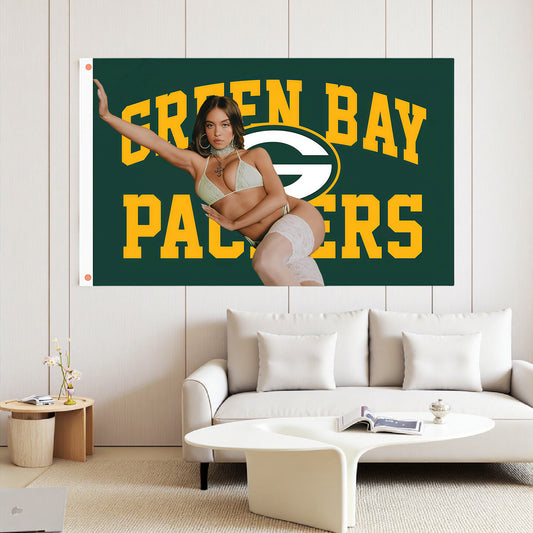Sydney Sweeney X Green Bay Packers Green Flag Custom Image
