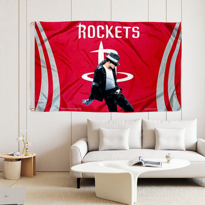 Michael Jackson X Houston Rockets Red Flag Custom Image