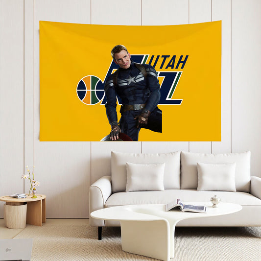 Captain America X Utah Jazz Yellow Flag Custom Image