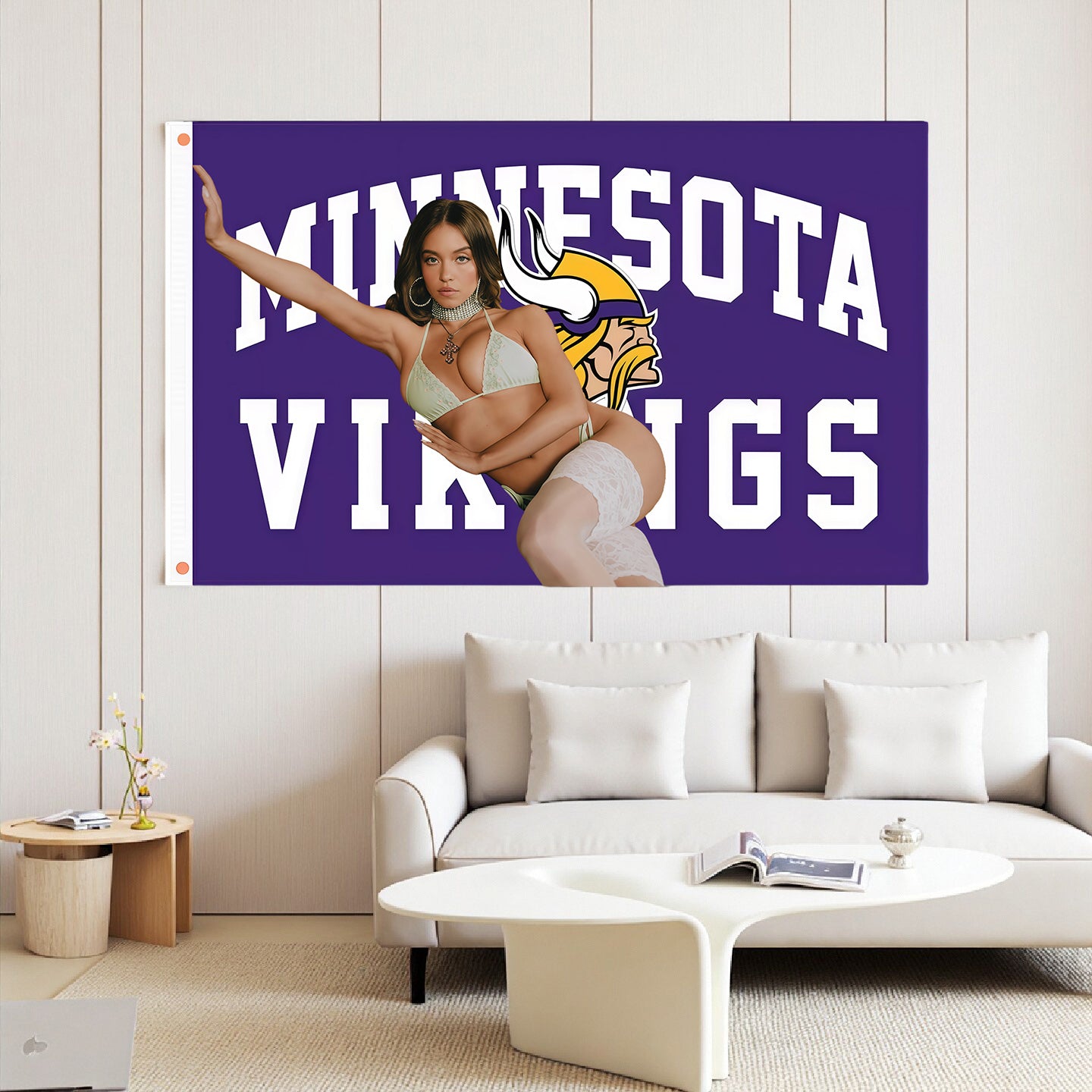 Sydney Sweeney X Minnesota Vikings Purple Flag Custom Image