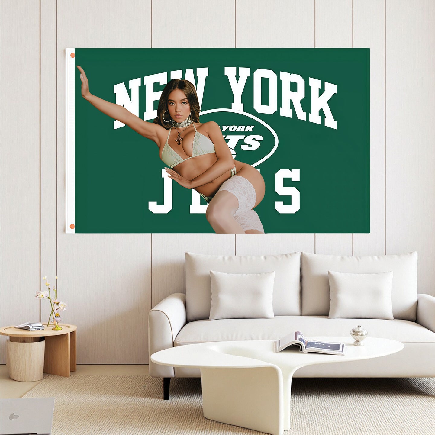 Sydney Sweeney X New York Jets Green Flag Custom Image