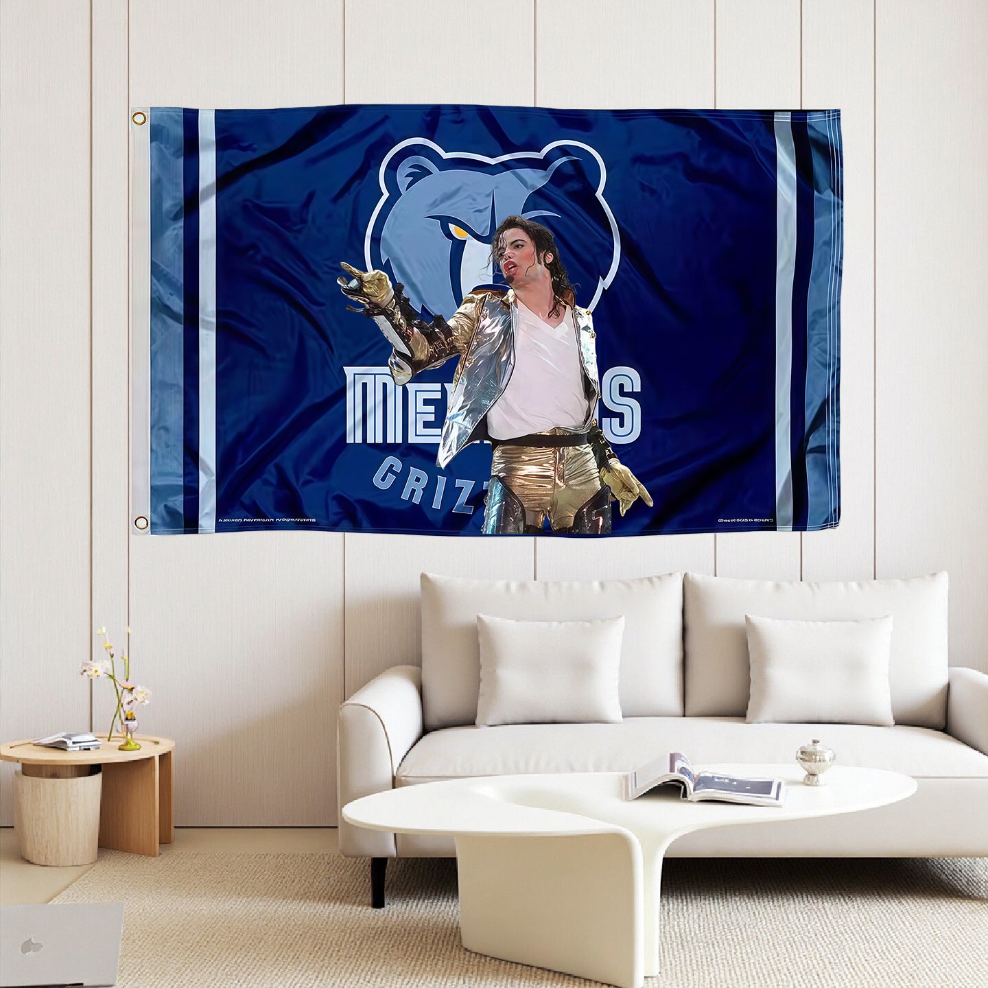 Michael Jackson X Memphis Grizzlies Blue Flag Custom Image