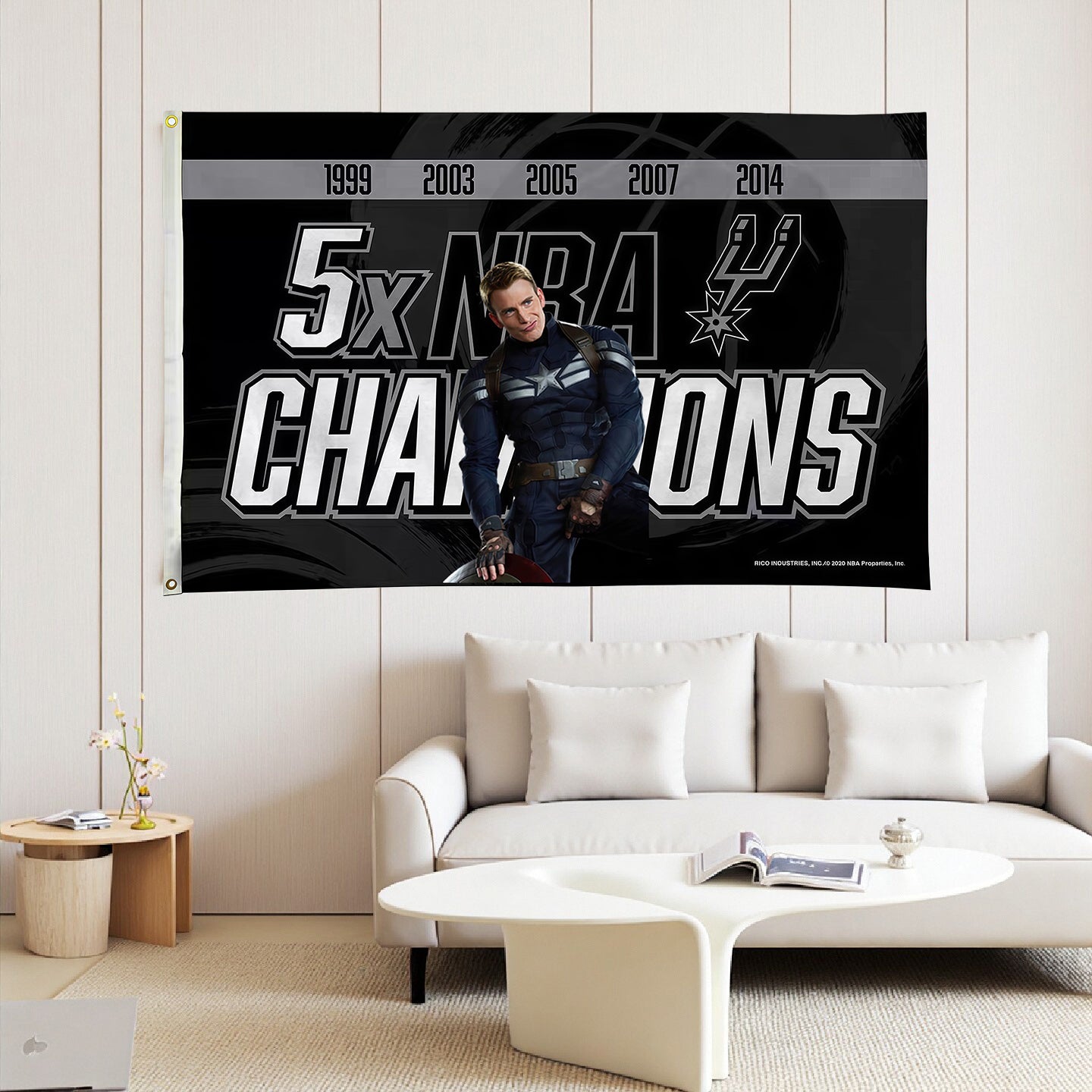 San Antonio Spurs 5 Champions Flag Custom Image
