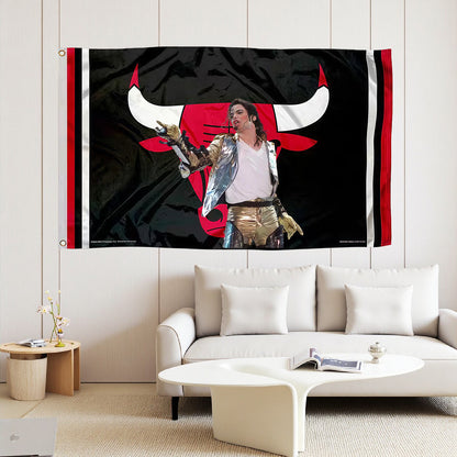 Michael Jackson X Chicago Bulls Black Flag Custom Image