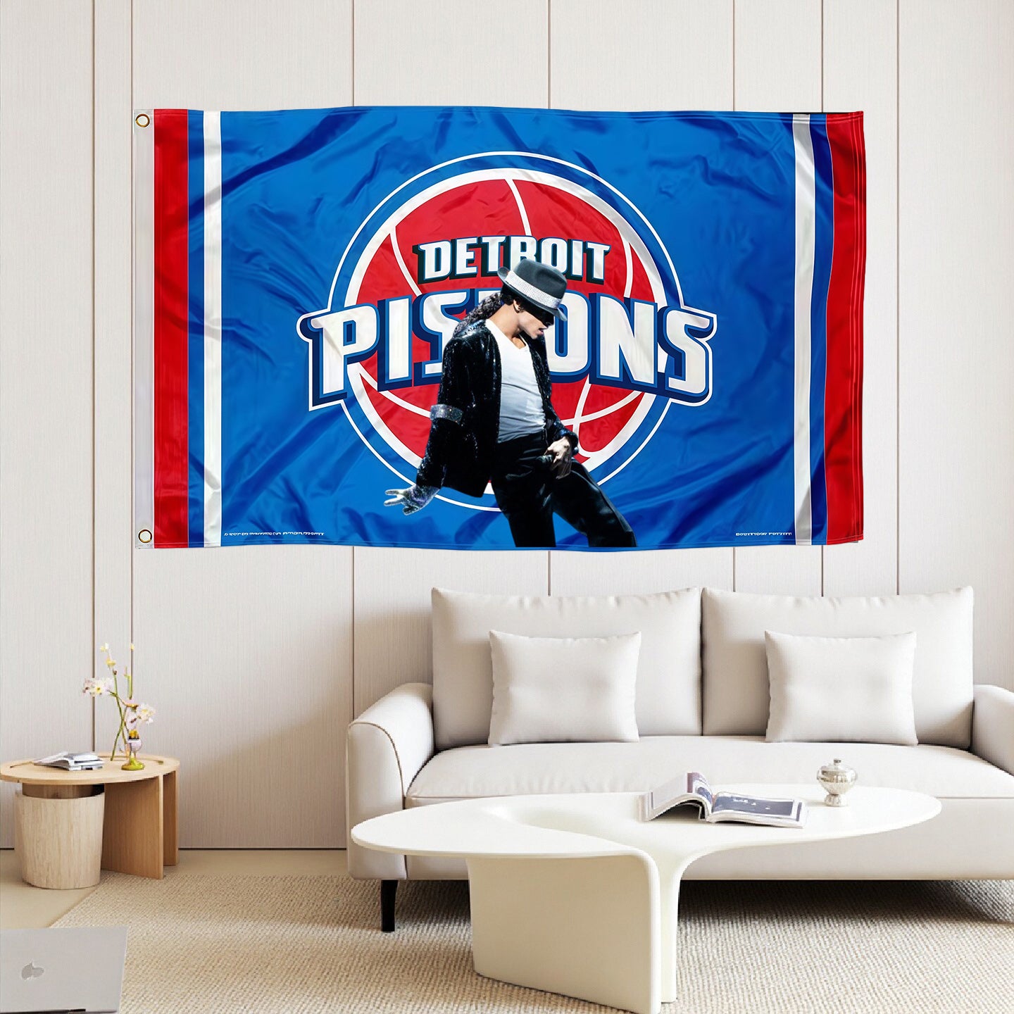 Michael Jackson X Detroit Pistons Blue Flag Custom Image