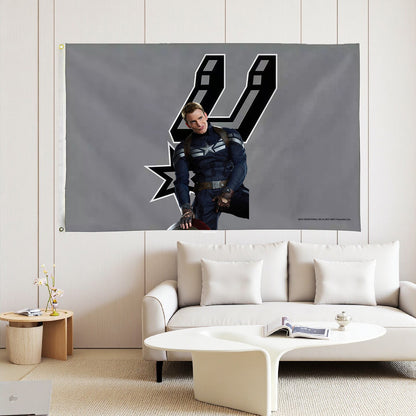 San Antonio Spurs Grey Flag Custom Image