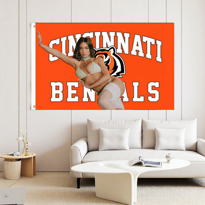 Sydney Sweeney X Cincinnati Bengals Flag Custom Image