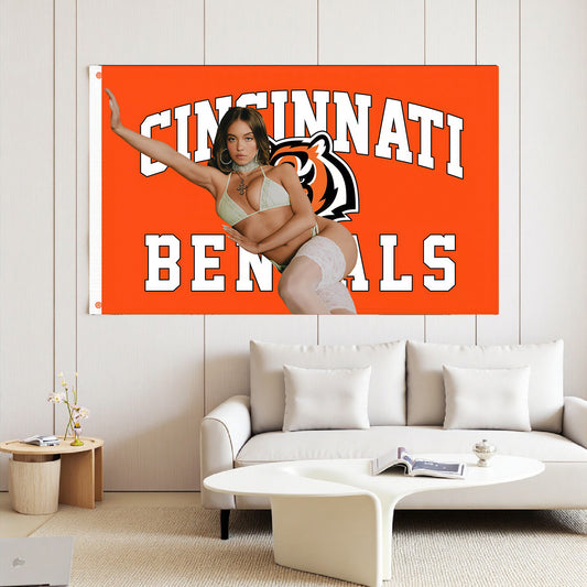 Sydney Sweeney X Cincinnati Bengals Flag Custom Image