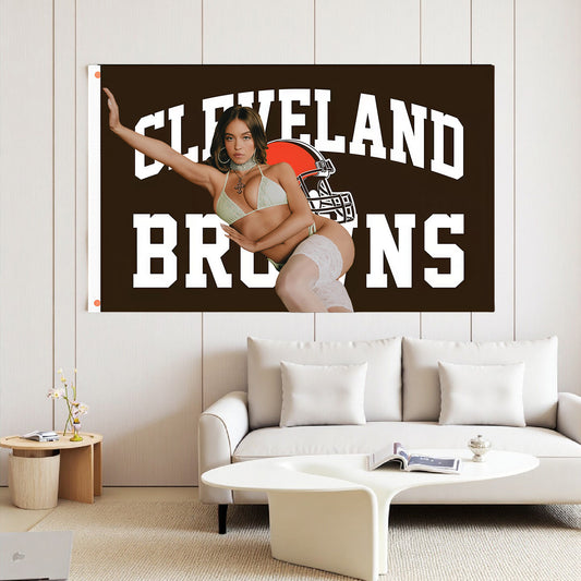 Sydney Sweeney X Cleveland Browns Brown Flag Custom Image