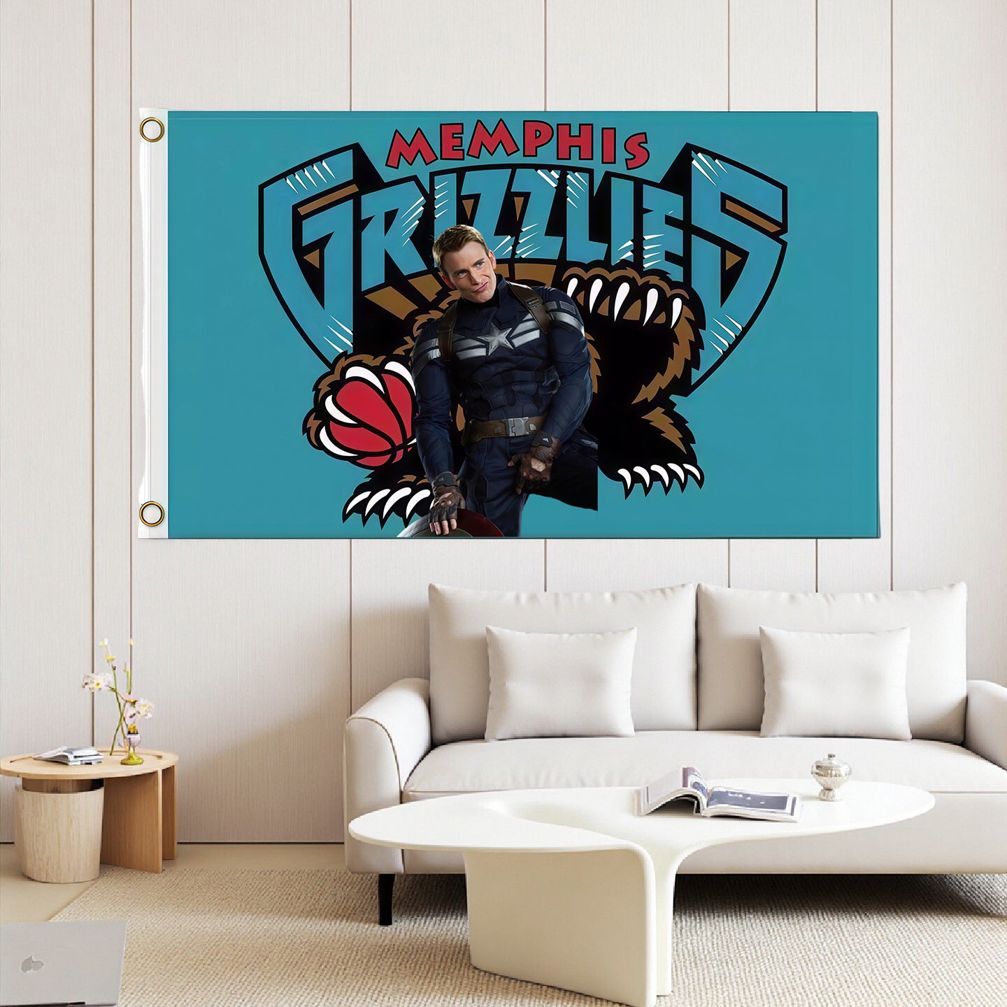 Captain America X Memphis Grizzlies Moden Flag Custom Image