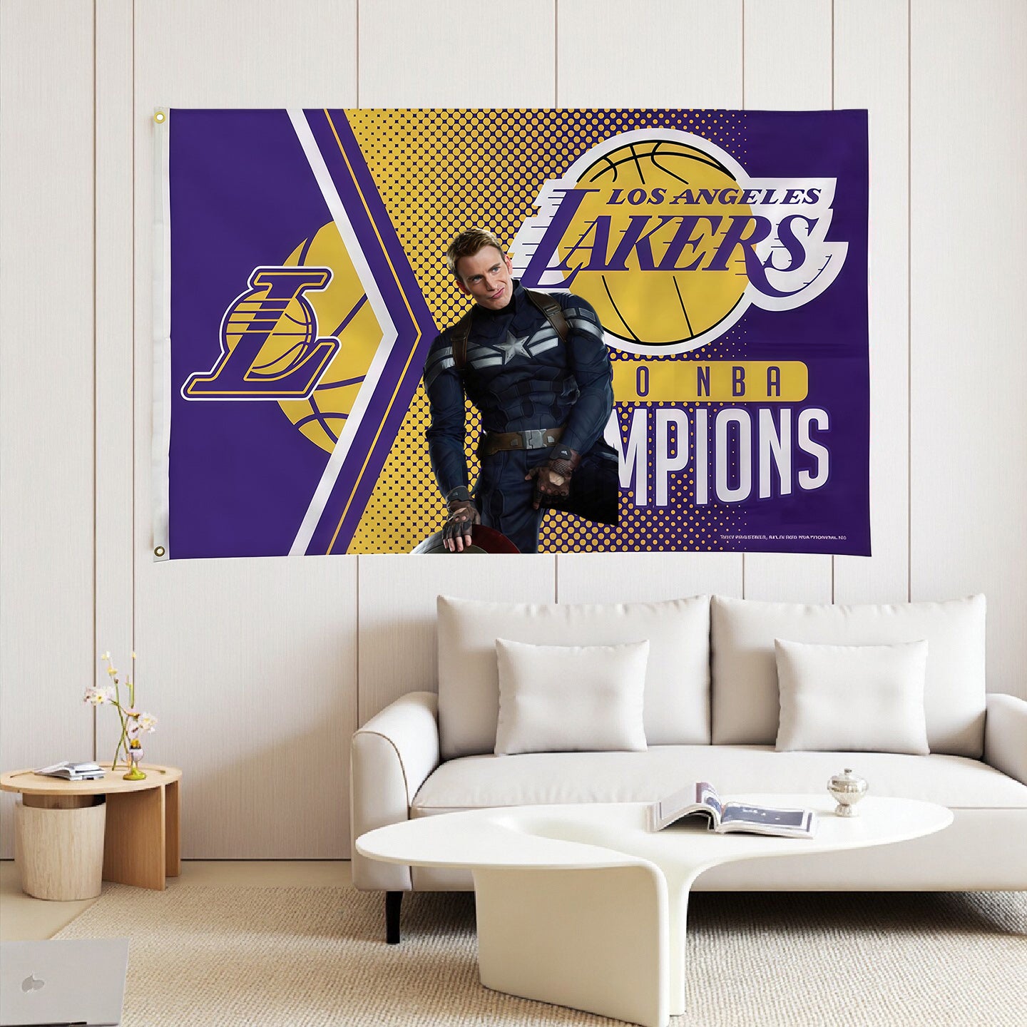 Captain America X Los Angeles Lakers Shinning Flag Custom Image