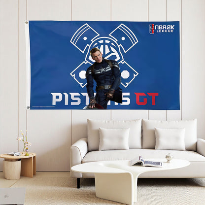 Detroit Pistons Blue Flag Custom Image