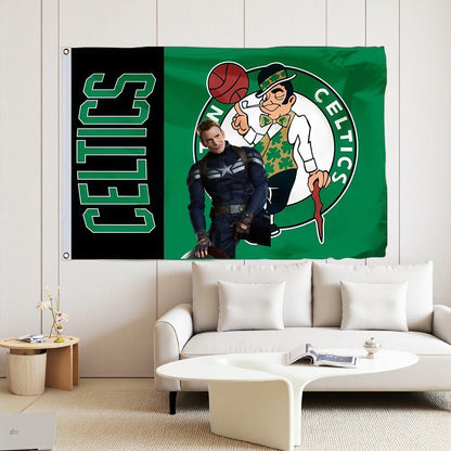 Captain America X Boston Celtics Classic Flag Custom Image