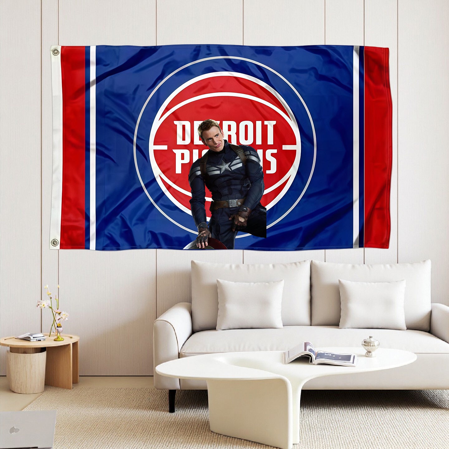 Captain America X Detroit Pistons Classic Flag Custom Image