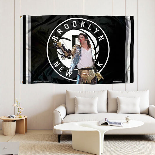 Michael Jackson X Brooklyn Nets Black Flag Custom Image