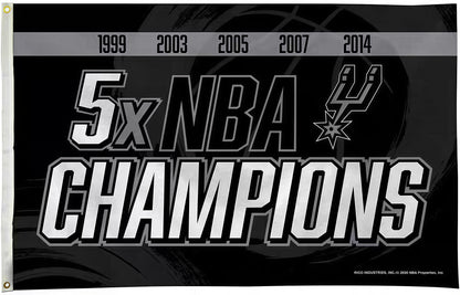 San Antonio Spurs 5 Champions Flag Custom Image