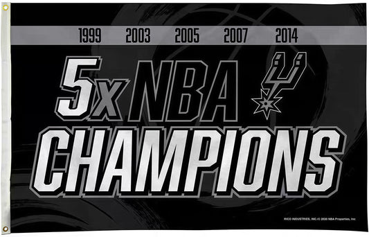 San Antonio Spurs 5 Champions Flag Custom Image