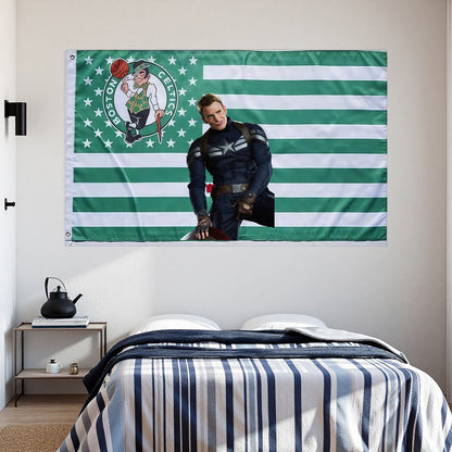 Boston Celtics Stripe Flag Custom Image