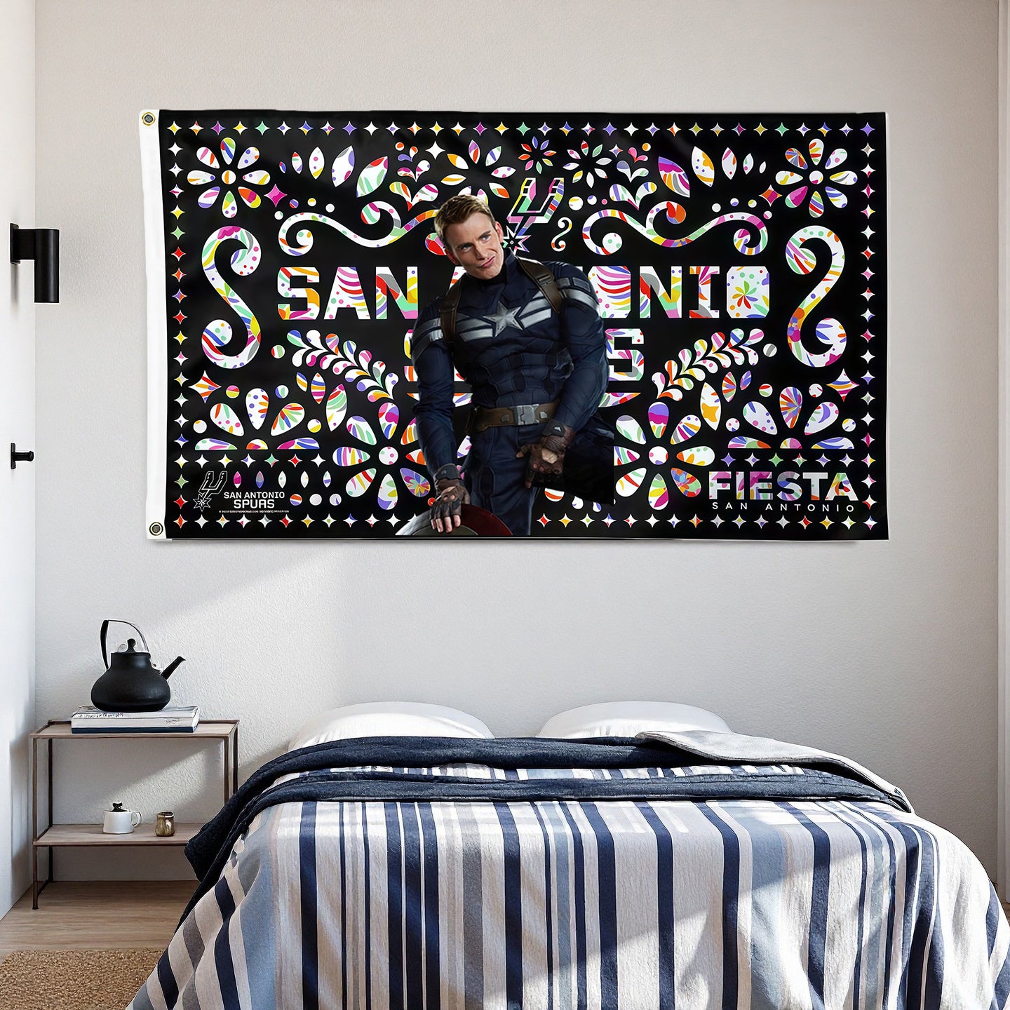 Captain America X San Antonio Spurs Fista Flag Custom Image