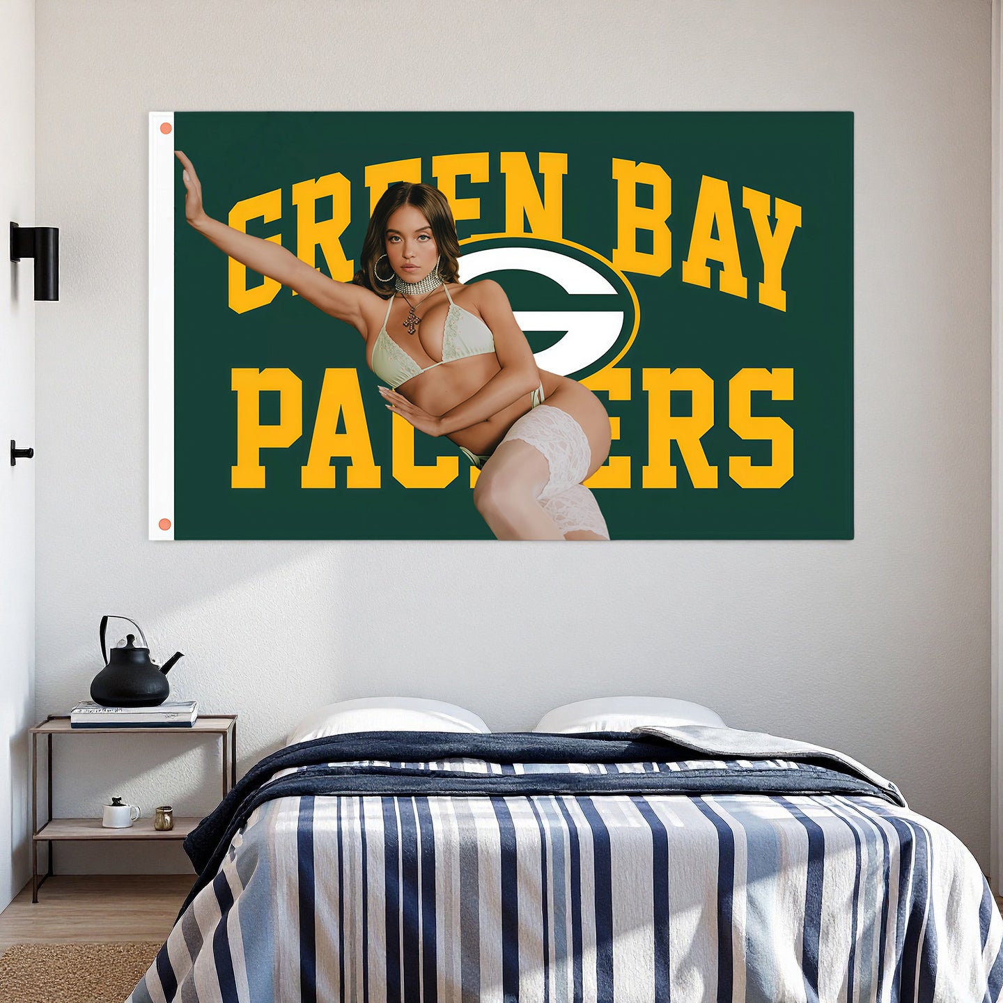 Sydney Sweeney X Green Bay Packers Green Flag Custom Image