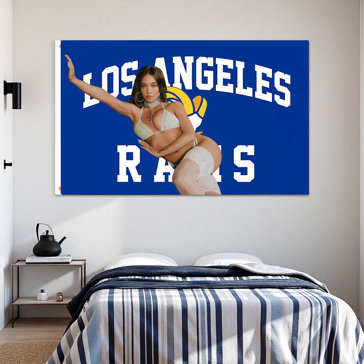 Sydney Sweeney X Los Angeles Rams Blue Flag Custom Image